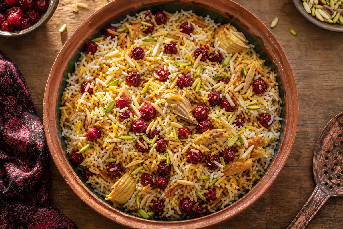 آلبالو پلو با مرغ، کالری و ارزش غذایی هر پرس